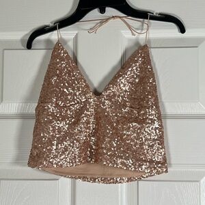 Urban Outfitters Gold Sequin Crop Camisole